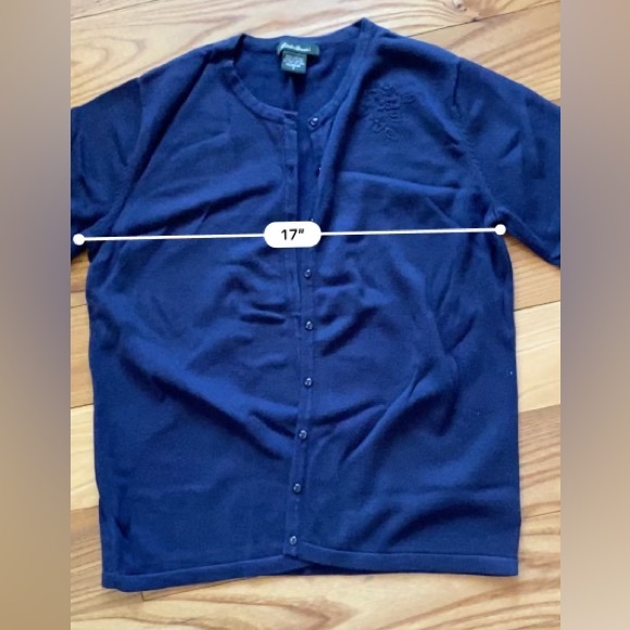 Eddie Bauer Navy Blue Cardigan Sweater Women’s size Small- Dressy layer- Floral - Picture 14 of 14